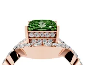 Fancy Green Princess Cut Diamond Solitaire Twist Band Pavé Engagement Ring Set in Rose gold