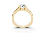 Round Half Bezel Solitaire Engagement Ring Setting | Wide Band | Yellow Gold