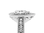 Pear Cut Diamond Halo Ring Set in White gold with Round Accent Halo, Pavé Band and Prong Setting