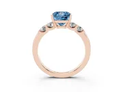Fancy Blue Princess Cut Diamond Five-Stone Prong Set Engagement Ring Set in Rose gold with Channel Band