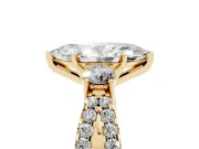 Marquise Three Stone Engagement Ring Setting | Pavé Split Shank | Yellow Gold