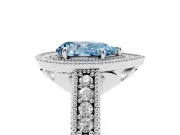 Pear-Shaped Milgrain Halo Engagement Ring Setting for a Fancy Blue Lab-Grown Diamond | Sterling Silver