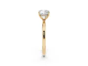 Cushion Cut Diamond Solitaire Ring Set in Yellow gold with Thin Band and Prong Setting
