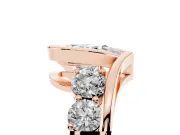 Pear-Shaped Bezel Bypass Engagement Ring Setting | Round Side Stones | Rose Gold