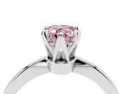 Fancy Pink Pear Cut Diamond Solitaire Engagement Ring Set in Platinum with Slim Tapered Solitaire Band