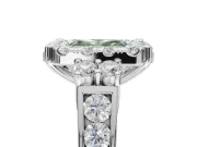 Radiant Cut Halo Engagement Ring Setting for a Fancy Green Lab-Grown Diamond | Graduated Channel Band | Platinum
