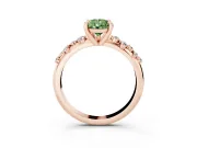 Fancy Green Pear Cut Diamond Solitaire Vine Band Ring Set in Rose gold with Round Accents and Prong Setting