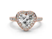 Heart-Shaped Framed Halo Engagement Ring Setting | Graduated Pavé Band | Rose Gold