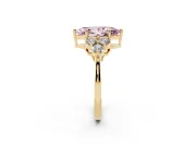 Marquise Cluster Side Stone Engagement Ring Setting for a Fancy Pink Lab-Grown Diamond | Yellow Gold