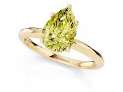 Pear-Shaped Hidden Halo Engagement Ring Setting for a Fancy Yellow Lab-Grown Diamond | Plain Band | Yellow Gold
