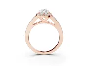 Marquise Halo Engagement Ring Setting | V-Split Pavé Band | Rose Gold