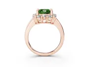 Princess Cut Cluster Halo Engagement Ring Setting for a Fancy Green Lab-Grown Diamond | Large Round Accents | Rose Gold