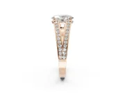 Oval Split Shank Pavé Engagement Ring Setting | Engraved Leaf Sides | Rose Gold