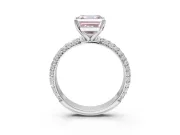 Asscher Cut Domed Pavé Engagement Ring Setting for a Fancy Pink Lab-Grown Diamond | Platinum