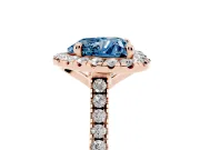 Heart-Shaped Halo Engagement Ring Setting for a Fancy Blue Lab-Grown Diamond | Tapered Band | Rose Gold