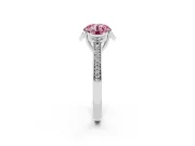 Round Floral Pavé Engagement Ring Setting for a Fancy Pink Lab-Grown Diamond | Sterling Silver