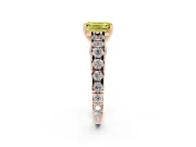 Emerald Cut Graduated Cathedral Engagement Ring Setting for a Fancy Yellow Lab-Grown Diamond | Side Stones | Rose Gold