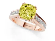 Cushion Cut Channel Engagement Ring Setting for a Fancy Yellow Lab-Grown Diamond | Rose Gold - Design NV-24671