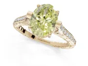 Oval Vintage Cathedral Engagement Ring Setting for a Fancy Yellow Lab-Grown Diamond | Carved Band | Yellow Gold