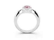 Emerald Cut Halo Engagement Ring Setting for a Fancy Pink Lab-Grown Diamond | Plain Band | Platinum
