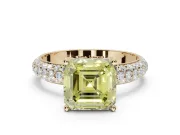 Asscher Cut Domed Pavé Engagement Ring Setting for a Fancy Yellow Lab-Grown Diamond | Yellow Gold