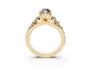 Marquise Graduated Engagement Ring Setting for a Black Center | Yellow Gold