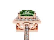 Princess Cut Halo Engagement Ring Setting for a Fancy Green Lab-Grown Diamond | Polished Halo Rim | Rose Gold