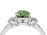 Pear-Shaped Three Stone Engagement Ring Setting for a Fancy Green Lab-Grown Diamond | Pavé Band | White Gold