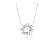 Round Lab-Grown Diamond Pavé Sunburst Pendant Necklace | Open Circle | Sterling Silver