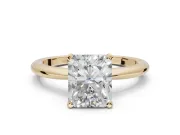 Radiant Cut Solitaire Engagement Ring Setting | Tapered Plain Band | Yellow Gold