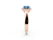 Cushion Cut Halo Engagement Ring Setting for a Fancy Blue Lab-Grown Diamond | Square Profile Band | Rose Gold