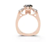 Heart-Shaped Three Stone Engagement Ring Setting for a Black Center | Plain Squared Band | Rose Gold