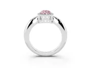 Fancy Pink Pear Cut Diamond Halo Engagement Ring Set in White gold with Plain Split Shank and Prong Setting