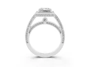 Princess Cut Sectioned Halo Engagement Ring Setting | Pavé Gallery and Band | Platinum