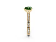 Fancy Green Heart Cut Diamond Solitaire Ring Set in Yellow gold with Slim Pavé Band and Prong Setting