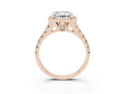 Asscher Cut Halo Engagement Ring Setting | Shared Prong Shoulders | Rose Gold