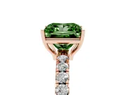 Princess Cut Pave Engagement Ring Setting for a Fancy Green Lab-Grown Diamond | Shared Prong Band | Rose Gold