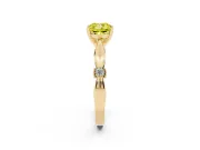 Fancy Yellow Cushion Cut Diamond Solitaire Twisted Band Ring Set in Yellow gold with Accent Stones and Prong Setting
