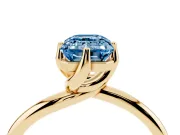 Emerald Cut Bypass Solitaire Engagement Ring Setting for a Fancy Blue Lab-Grown Diamond | Plain Band | Yellow Gold