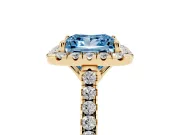 Princess Cut Raised Halo Engagement Ring Setting for a Fancy Blue Lab-Grown Diamond | Yellow Gold