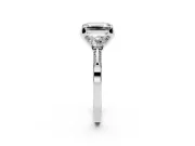 Emerald Cut Hidden Halo Three Stone Engagement Ring Setting | Pave Gallery | White Gold