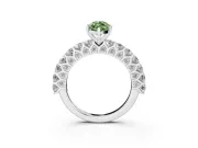 Fancy Green Marquise Cut Diamond Solitaire Ring Set in Silver with Shared Prong Pavé Band