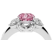 Cushion Cut Cluster Halo Engagement Ring Setting for a Fancy Pink Lab-Grown Diamond | Two-Size Accents | Sterling Silver