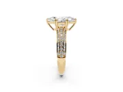 Marquise Three Row Pave Solitaire Engagement Ring Setting | Double Claw Prongs | Yellow Gold