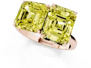 Fancy Yellow Asscher Cut and Emerald Cut Toi Moi Ring Set in Rose gold with Prong Setting