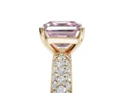 Asscher Cut Domed Pavé Engagement Ring Setting for a Fancy Pink Lab-Grown Diamond | Yellow Gold