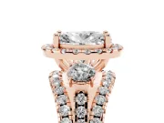 Oval Halo Split Shank Engagement Ring Setting | Round Side Stones | Rose Gold