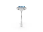 Emerald Cut Cluster Engagement Ring Setting for a Fancy Blue Lab-Grown Diamond | Platinum