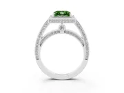 Fancy Green Princess Cut Diamond Halo Pavé Split Shank Ring Set in Platinum with Prong Setting