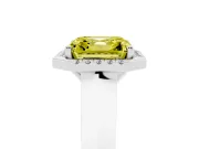 Asscher Cut Halo Engagement Ring Setting for a Fancy Yellow Lab-Grown Diamond | Knife-Edge Band | Sterling Silver